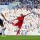 LONDON, ENGLAND - Sunday, August 31, 2014: Liverpool's Alberto Moreno scores the third goal against Tottenham Hotspur during the Premier League match at White Hart Lane. (Pic by David Rawcliffe/Propaganda)