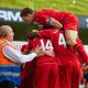 LONDON, ENGLAND - Sunday, August 31, 2014: Liverpool's Alberto Moreno celebrates scoring the third goal against Tottenham Hotspur during the Premier League match at White Hart Lane. (Pic by David Rawcliffe/Propaganda)