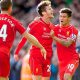 LIVERPOOL, ENGLAND - Saturday, October 4, 2014: Liverpool's Adam Lallana scores the first goal against West Bromwich Albion during the Premier League match at Anfield. (Pic by David Rawcliffe/Propaganda)