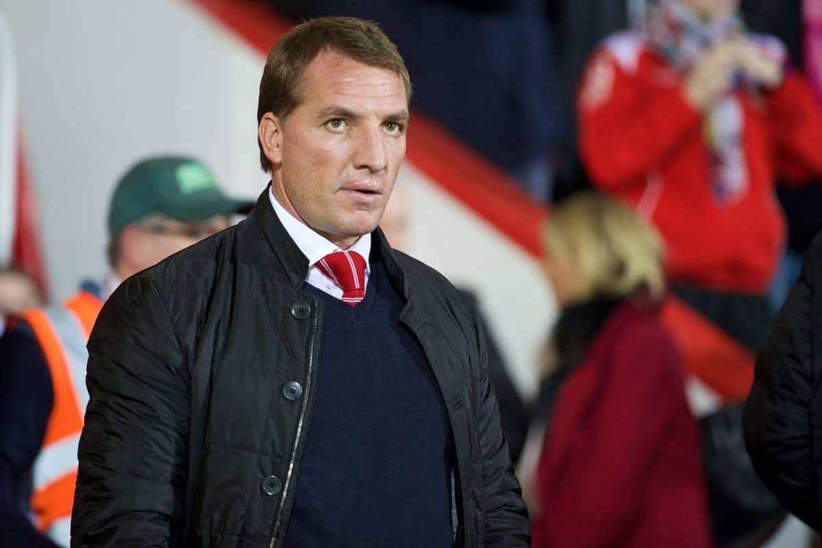 BOURNEMOUTH, ENGLAND - Wednesday, December 17, 2014: Liverpool's manager Brendan Rodgers before the Football League Cup 5th Round match against AFC Bournemouth at Dean Court. (Pic by David Rawcliffe/Propaganda)