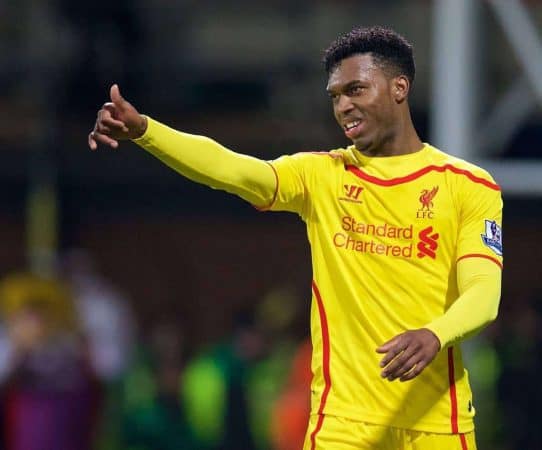 LONDON, ENGLAND - Saturday, February 14, 2015: Liverpool's Daniel Sturridge in action against Crystal Palace during the FA Cup 5th Round match at Selhurst Park. (Pic by David Rawcliffe/Propaganda)