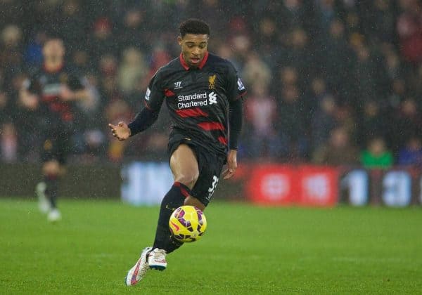 SOUTHAMPTON, ENGLAND - Sunday, February 22, 2015: Liverpool's Jordon Ibe in action against Southampton during the FA Premier League match at St Mary's Stadium. (Pic by David Rawcliffe/Propaganda)