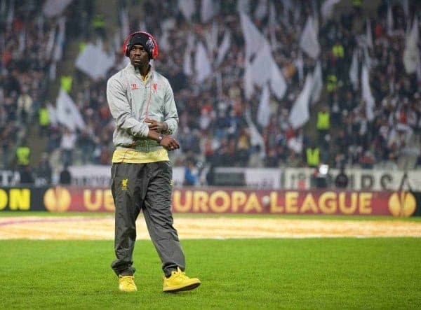 ISTANBUL, TURKEY - Thursday, February 26, 2015: Liverpool's Mario Balotelli inspects the pitch before the UEFA Europa League Round of 32 2nd Leg match against Besiktas JK at the Ataturk Olympic Stadium. (Pic by David Rawcliffe/Propaganda)