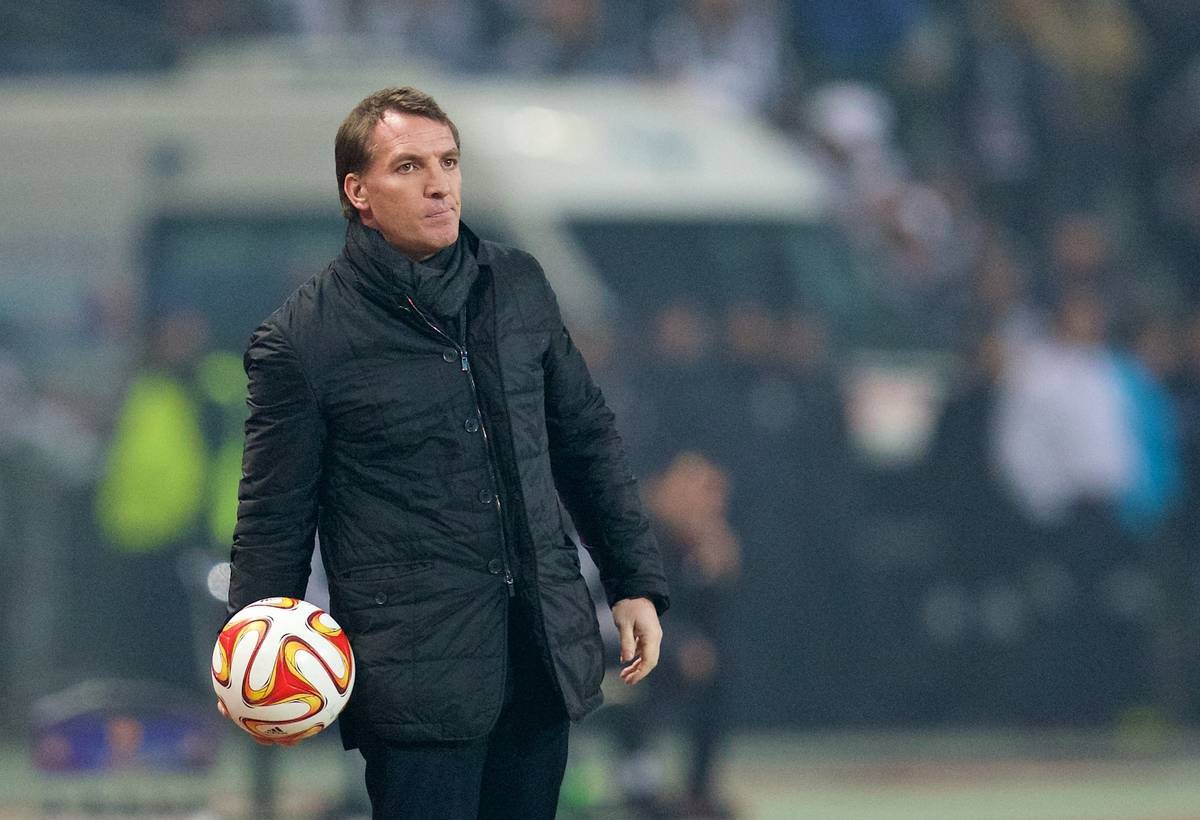 ISTANBUL, TURKEY - Thursday, February 26, 2015: Liverpool's manager Brendan Rodgers during the UEFA Europa League Round of 32 2nd Leg match against Besiktas JK at the Ataturk Olympic Stadium. (Pic by David Rawcliffe/Propaganda)