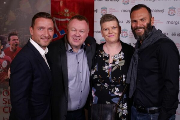 LFC History's Gudmundur Magnusson with Vladmiri Smicer and Patrik Berger