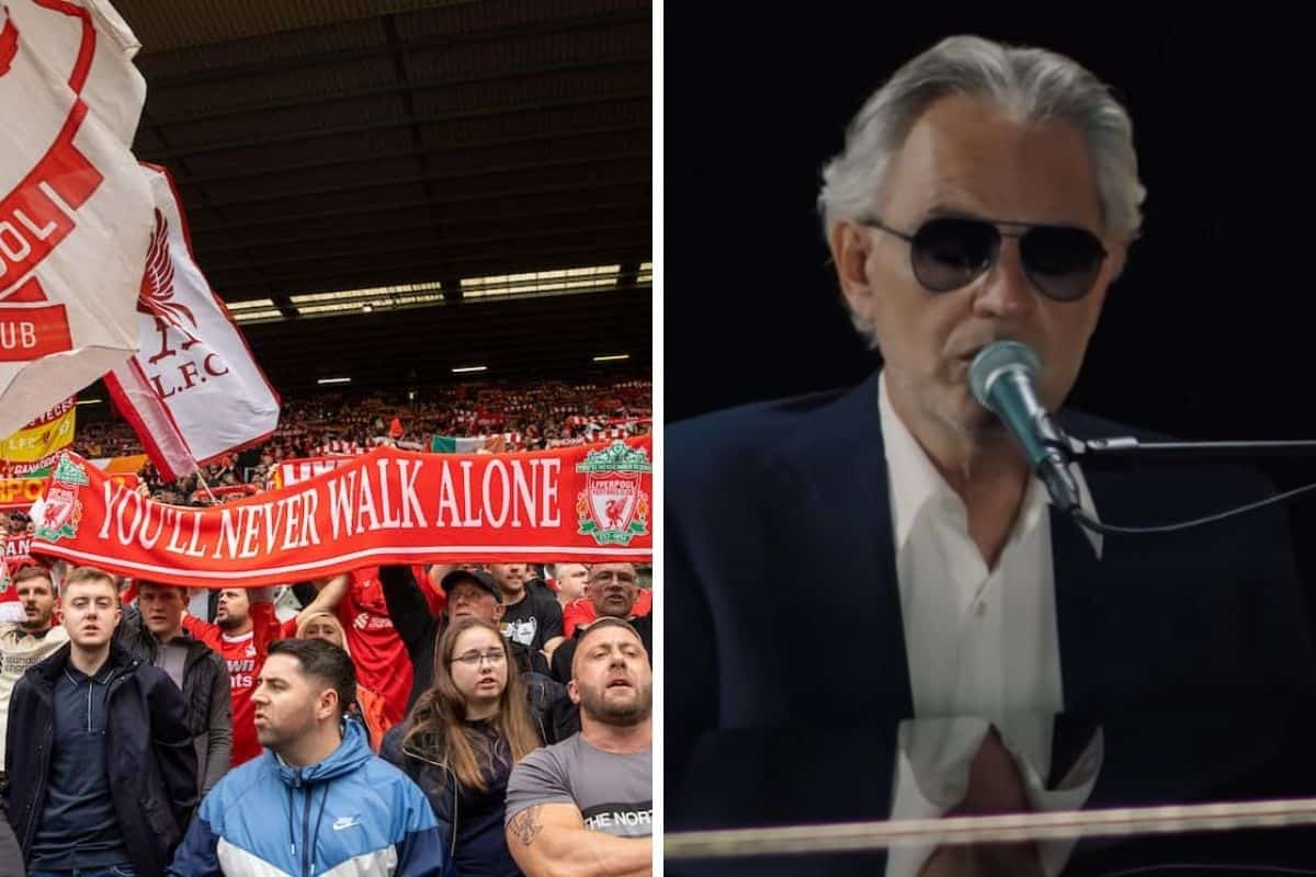 You Ll Never Walk Alone Receives Legendary Treatment With Andrea Bocelli Rendition Liverpool Fc This Is Anfield You Ll Never Walk Alone Receives Legendary Treatment With Andrea Bocelli Rendition Liverpool Fc This Is Anfield