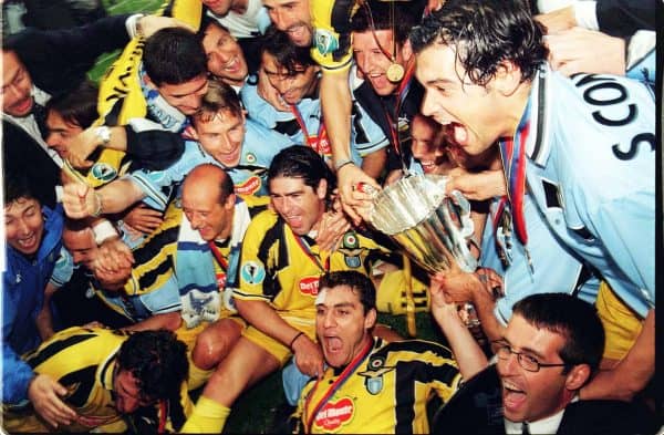 Lazio were the last winners of UEFA’s last third competition, the Cup Winners’ Cup, beating Mallorca 2-1 at Villa Park in 1999 (Rui Vera/PA Archive)