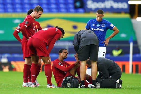 Liverpool’s Joel Matip went off injured (PA)