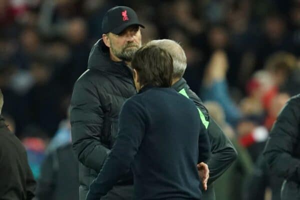 Jurgen Klopp, left, and Antonio Conte shake hands at the end of Saturday’s match (Jon Super/PA)