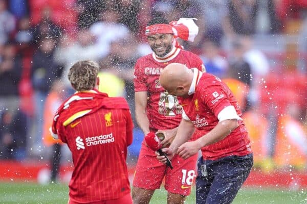 Arne Slot was at the centre of Premier League title celebrations on Sunday (Peter Byrne/PA)