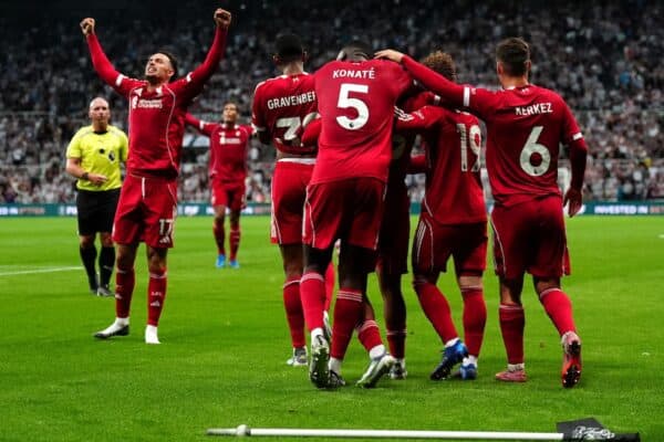 Liverpool left it late to secure a dramatic 3-2 win at Newcastle (Owen Humphreys/PA)