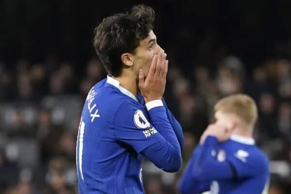 Chelsea's Joao Felix reacts after a missed chance during the Premier League match at Craven Cottage, London. Picture date: Thursday January 12, 2023. Andrew Matthews/PA Wire/PA Images