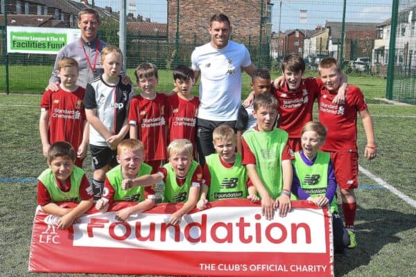 Liverpool midfielder James Milner joins some youngsters at an LFC Foundation event (LFC Foundation Handout/PA)