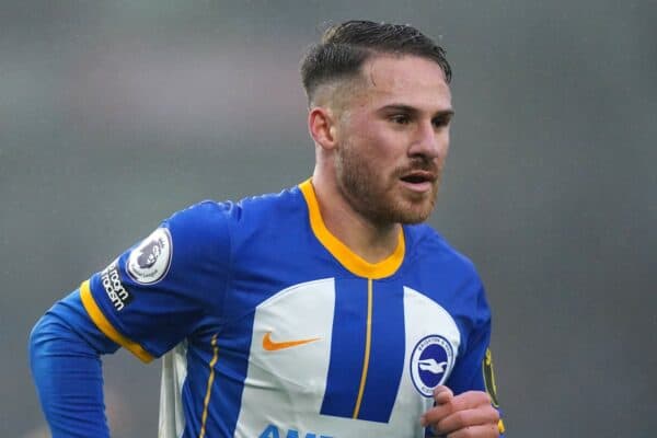 Brighton midfielder Alexis Mac Allister is to undergo a medical with Liverpool (Adam Davy/PA Images).