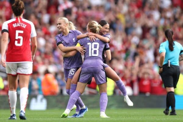 Liverpool LFC Women celebrate victory over Arsenal (Steven Paston/PA)