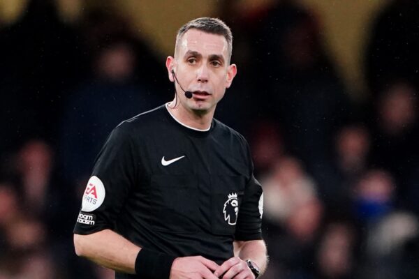 Referee David Coote during the Premier League match at Stamford Bridge, London. Picture date: Saturday February 18, 2023.