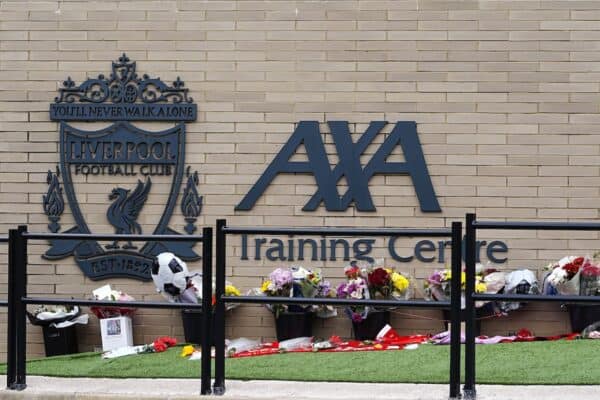 Flowers and tributes to Diogo Jota have been placed outside Liverpool's AXA Training Centre (Peter Byrne/PA)