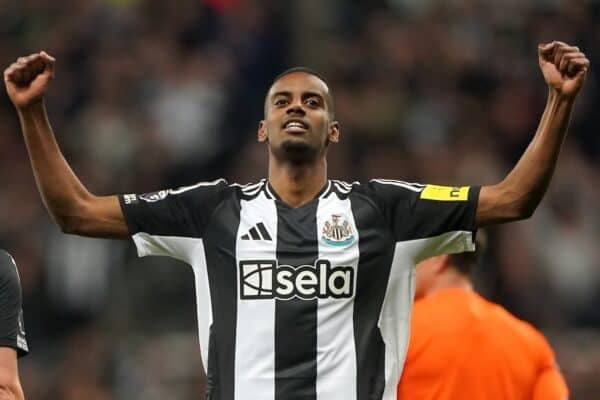 Newcastle United's Alexander Isak celebrates scoring their side's fifth goal of the game during the Premier League match at St. James' Park, Newcastle upon Tyne. Picture date: Wednesday April 16, 2025.
