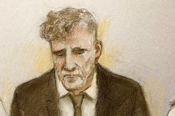 Court artist sketch by Elizabeth Cook of Paul Doyle, 53, appearing at Liverpool Magistrates' Court, where he was remanded in custody charged with seven offences following the incident in Liverpool city centre on Monday when a car ploughed into a crowd at Liverpool FC's victory parade, which resulted in 79 people suffering injuries. Picture date: Friday May 30, 2025.