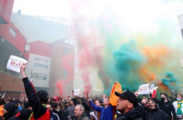 United fans protested outside and some broke into the stadium (Barrington Coombs/PA)