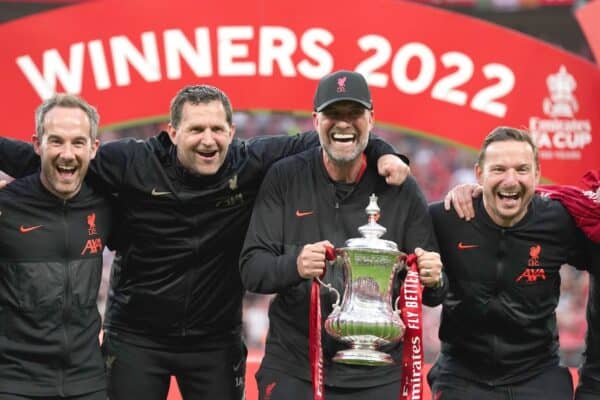 Liverpool manager Jurgen Klopp lifted the FA Cup (Nick Potts/PA)