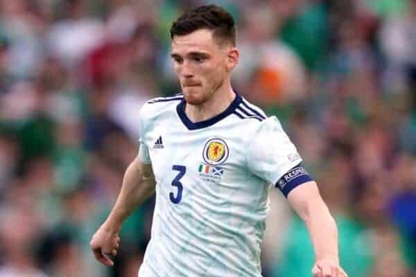 Scotland's Andy Robertson during the UEFA Nations League match at the Aviva Stadium, Dublin. Picture date: Saturday June 11, 2022. Brian Lawless/PA Wire/PA Images