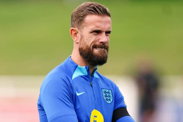 England's Jordan Henderson during a training session at St. George's Park, Burton-on-Trent. Picture date: Tuesday September 20, 2022.