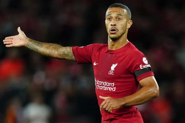 Liverpool's Thiago Alcantara during the UEFA Champions League match at Anfield, Liverpool. Picture date: Tuesday September 13, 2022.