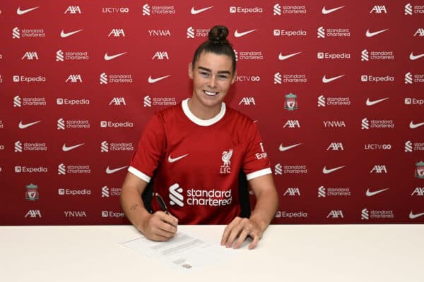 Liverpool FC Women sign Natasha Flint at Anfield, 27/06/23. Photo: Nick Taylor/LFC