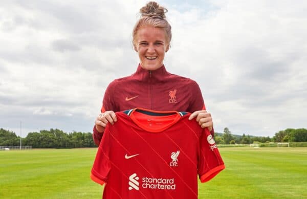 Jasmine Matthews signs for Liverpool FC Women at Solar Campus, 18/06/21. Photo: Nick Taylor/LFC