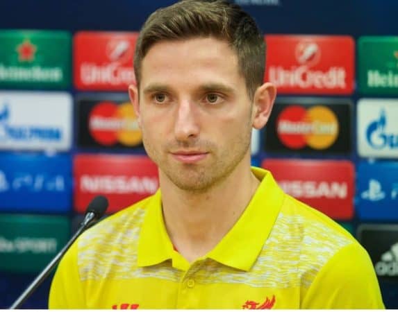 LIVERPOOL, ENGLAND - Monday, December 8, 2014: Liverpool's Joe Allen during a press conference at Anfield ahead of the final UEFA Champions League Group B match against FC Basel. (Pic by David Rawcliffe/Propaganda)