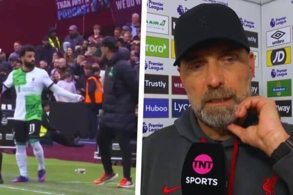 Jurgen Klopp REFUSES to explain Mo Salah touchline spat –
“That’s done”