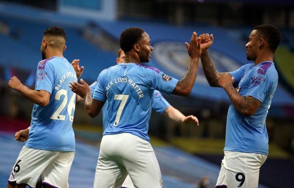 Manchester City forward Raheem Sterling scored the first goal of the Premier League’s restart (Dave Thompson/NMC Pool/PA)