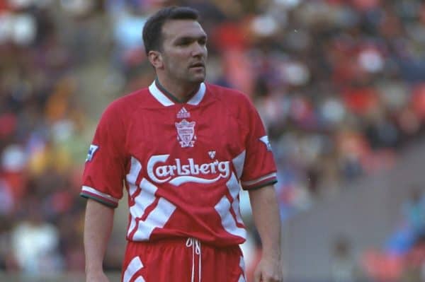 JOHANNESBURG, REPUBLIC OF SOUTH AFRICA - Sunday, May 29, 1994: Liverpool's Neil Ruddock during the United Bank Soccer Festival friendly match against the Iwisa Kaizer Chiefs at Ellis Park Stadium. (Pic by David Rawcliffe/Propaganda)