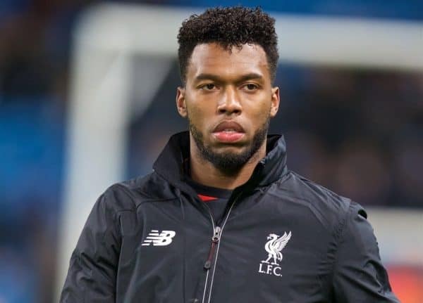 MANCHESTER, ENGLAND - Saturday, November 21, 2015: Liverpool's substitute Daniel Sturridge before the Premier League match against Manchester City at the City of Manchester Stadium. (Pic by David Rawcliffe/Propaganda)